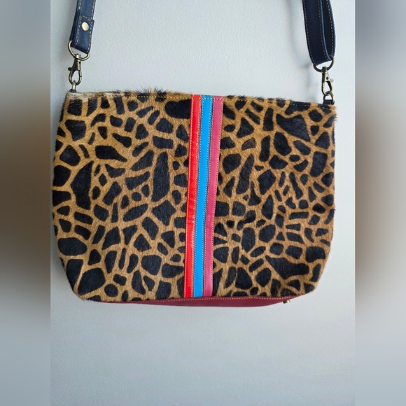 Animal Print Crossbody Bag with Colorful Stripe - Picture 2 of 16